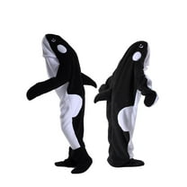Whale Blanket Onesie For Adult Wearable Whale Blanket Hoodie Super Soft Comfortable Warm Whale Costume For Cosplay Black Whale Shark Onesie