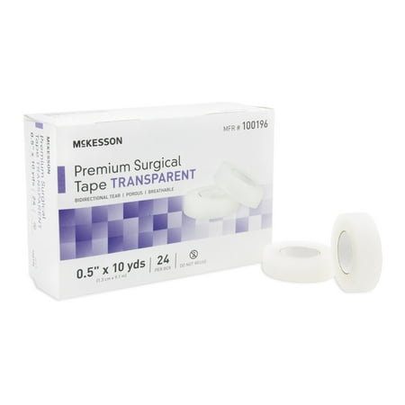 McKesson Medical Tape Water Resistant Plastic 1/2 Inch X 10 Yard Transparent NonSterile, 100196 - CASE OF 240
