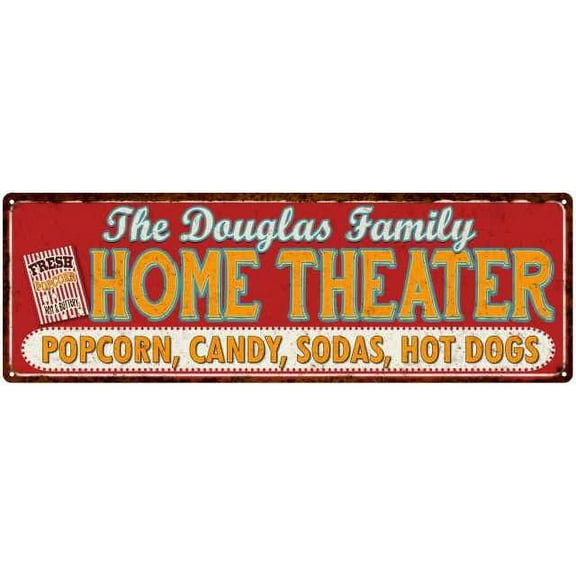The DOUGLAS Family Home Theater Sign Gift 6x18 Metal Movies Decor 206180100286