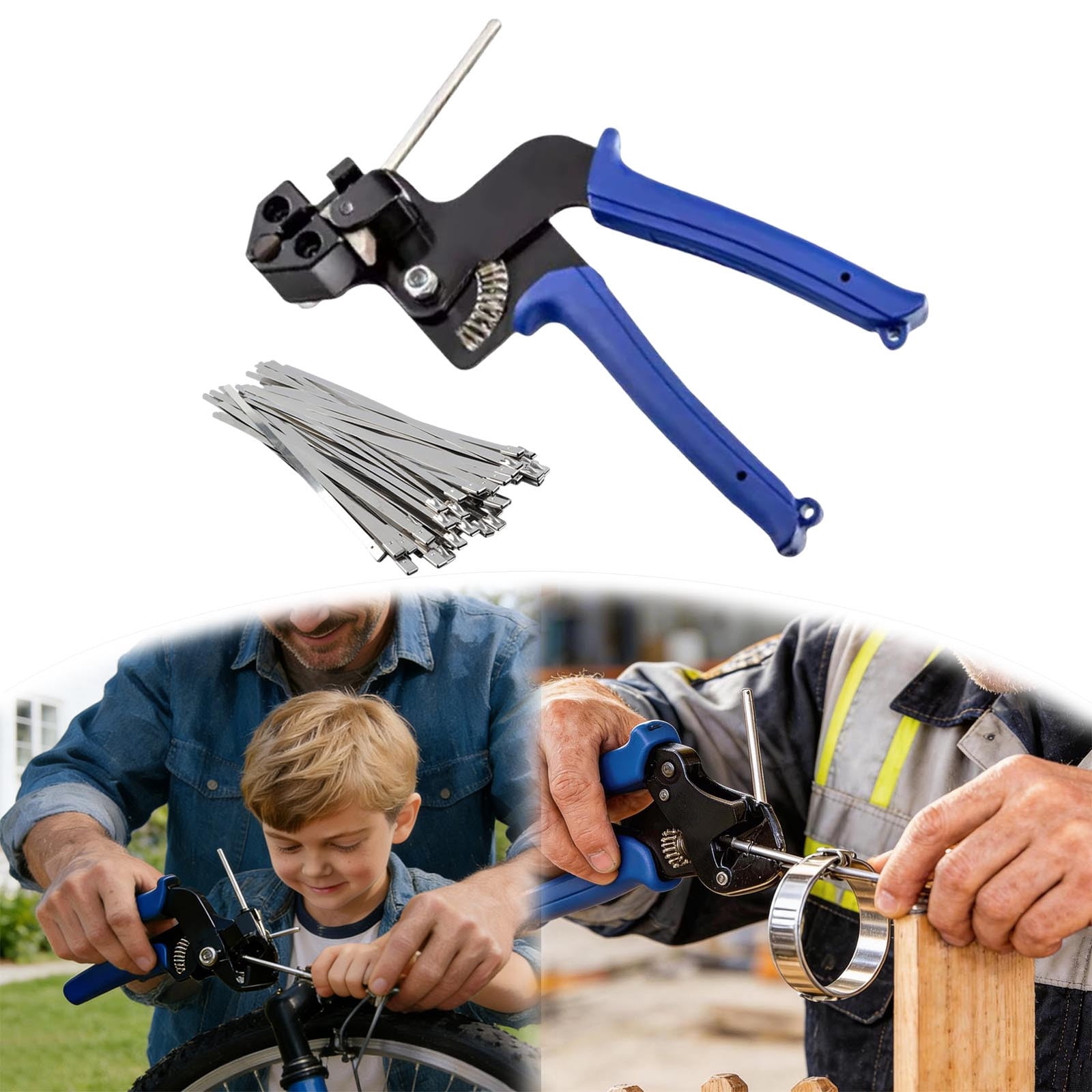 Stainless Steel Tie With Metal Zip Ties Metal Zip Tie & 150Pcs Ties Heavy Duty Tensioning & Cutting For Chain/Link/Fence Hand Drills Cordless Small Drills Cordless Rechargeable Drill Desarmador