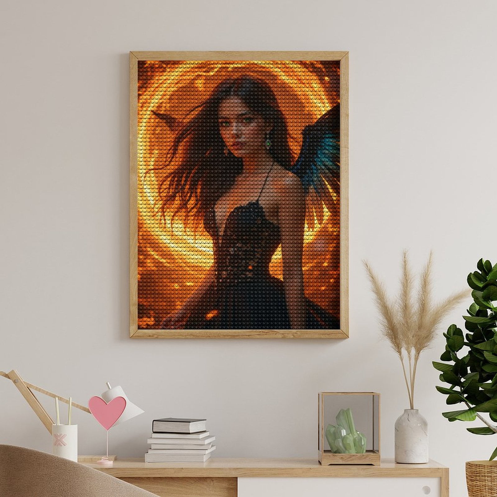 Diamond Art Kits for Adults, Dark Angel Fiery Wings 5D Diamond Painting Kits for Adults Beginners, DIY Full Drill Diamond Painting, Gem Art and Crafts 12x16