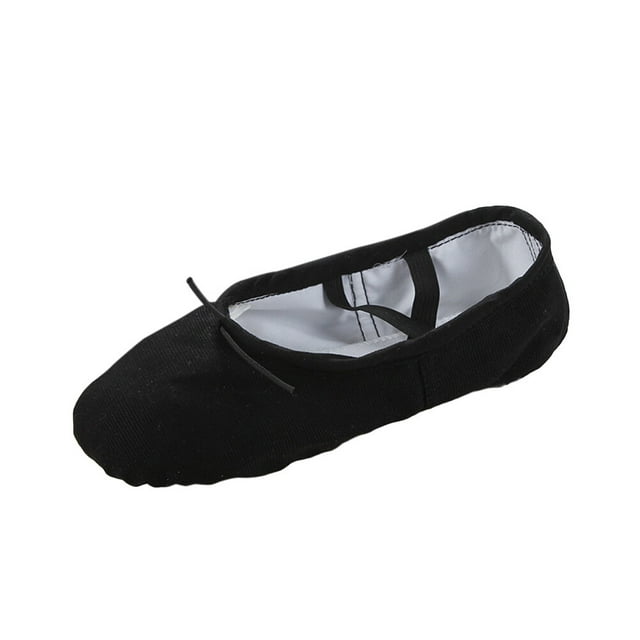 Zapatillas clásicas de ballet de lona para niña y mujer, con suela dividida, para bailar y yoga, talla 32 (negras)