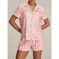 thumbnail image 2 of CIYCuIT Women's Summer Sleepwear Outfits Bunny Print Short Sleeve Button Shirt + Elastic Shorts 2Pcs Loungewear Ladies Cute Soft Pajamas Sets for Casual Daily, 2 of 8