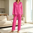 thumbnail image 2 of yillto Women Pajamas Sets Pants Button up Pjs Set Long Sleeve with Pockets Sleepwear Loungewear 2 Piece, 2 of 6