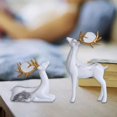 thumbnail image 2 of Estatua de ciervo, estatuilla de resina, escultura de Animal, manualidades para el hogar, oficina, decoración de mesa, adorno Blanco Soledad Estatua de escultura de ciervo, 2 of 6