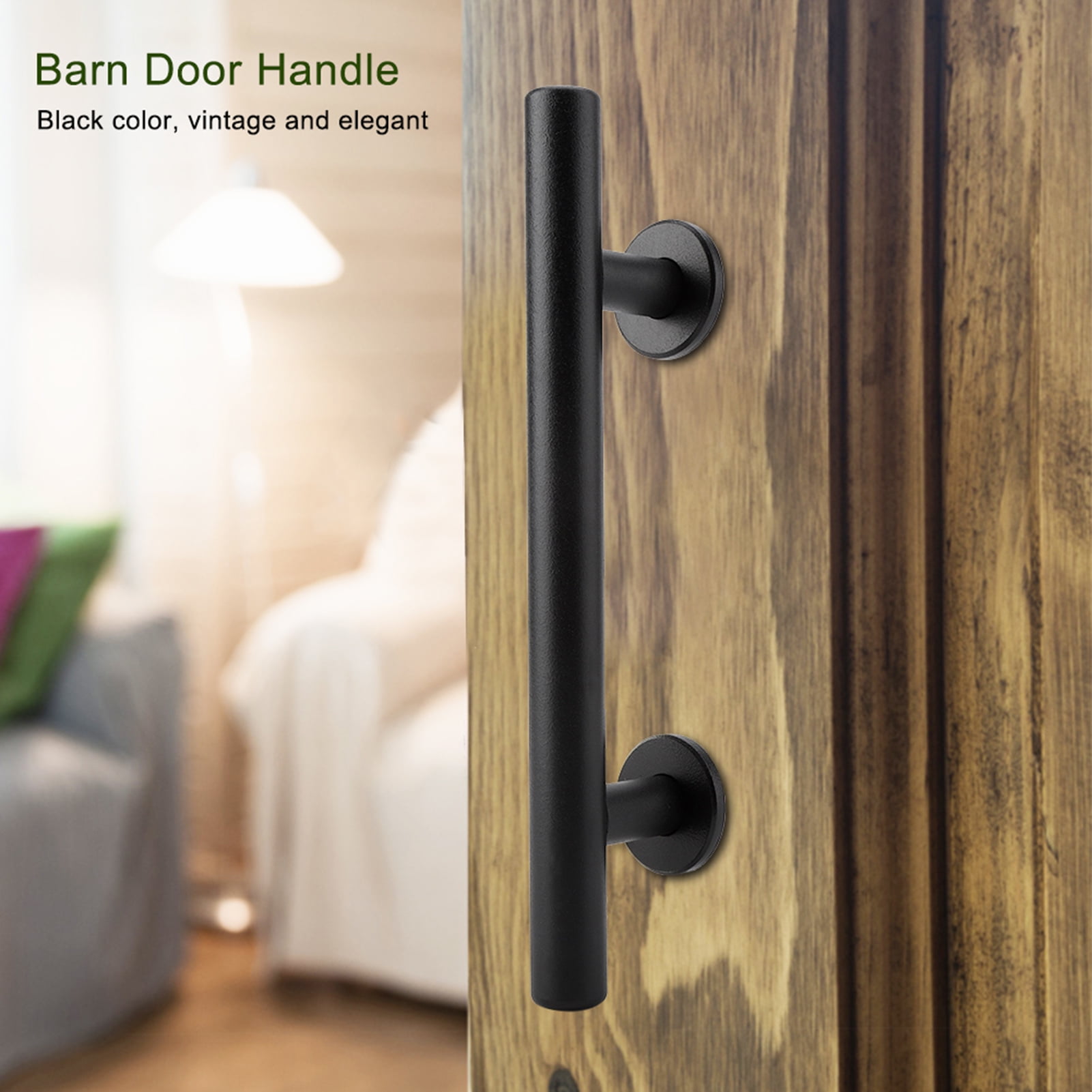 NFTIGB Black Heavy Duty Carbon Steel Sliding Barn Door Closet Pull Handle Wooden Gate Hardware 11.81 inches / 30 cm