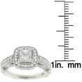 thumbnail image 3 of Luxurman Ladies Halo Princess Cut and Round Natural Diamond Platinum Engagement Ring (Size 5.5), 3 of 4