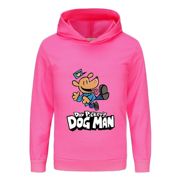 Dog Man Jumping Action Pose Kids Hoodie – Energetic Comic Top for Boys & Girls Fans
