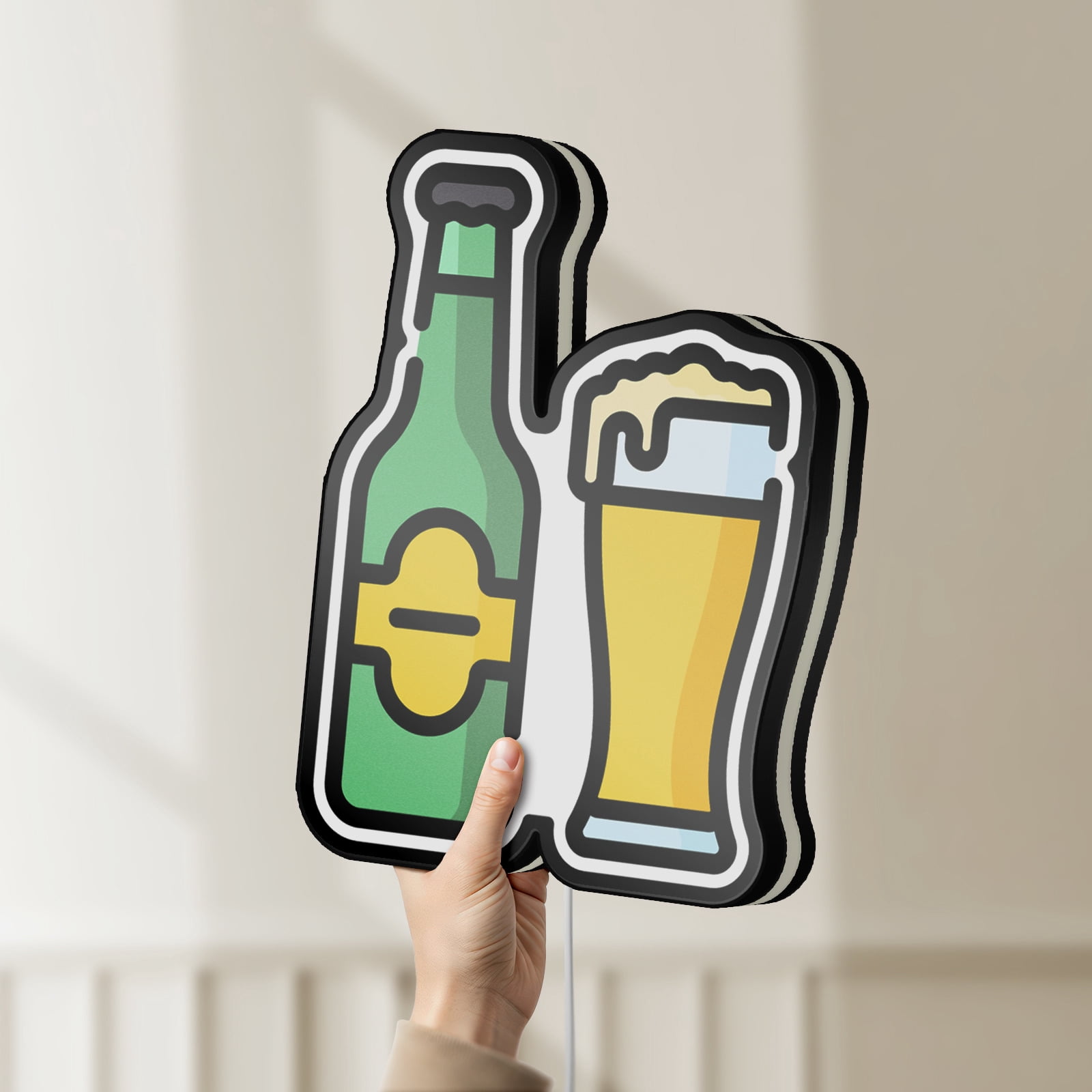 Beer Bottle 3D Novelty Light Box, Alcohol Beverage Lamp Decor for Bar Fans, Pub Themed Drink Light for Food and Restaurant Spaces (Width 24 inch, 60cm)