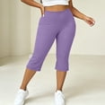 thumbnail image 3 of Women's Plus Size Capri Leggings Bowknot Split Back Soft Stretch High Waisted Workout Yoga Cute Summer Capris (3XL, Purple), 3 of 8