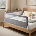 thumbnail image 3 of Spaco 71 Inch Extra Long Swing Down Bed Guardrail, Baby Bedrail, Toddler Bed Rails with Safety Straps, Bed Rail for Toddlers, Bed Rail for Queen, King, Twin, Gray, 3 of 7