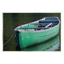 Stupell Industries Green Rowboat Canoe Floating Lake Dock Photography Photograph Unframed Art Print Wall Art, Design by Daphne Polselli