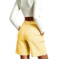 thumbnail image 4 of Karymi Biker Shorts Women High Waist Gingham Bermuda Shorts, Back Elastic Waist Wide Leg Plaid Casual Shorts with Side Pockets, Summer Beach Vacation Shorts Women Clothing, 4 of 6