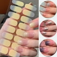 thumbnail image 4 of 16Tips Pure Color Semi Cured Gel Nail Patch Strips Transparent UV/LED Lamp Gel Nail Polish Wraps French Full Cover Gel Sticker, 4 of 10