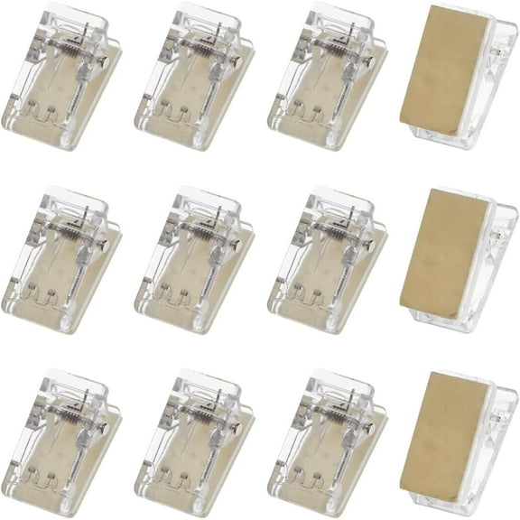 30 Pieces Small Size Hanging Wall Clips Self-Adhesive Clip Wall Tapestry Sticky Plastic Photo Clips Double-Sided Spring Clips for Poster Teacher Home(Clear) Plastic