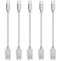 Short Micro to USB A Cable Nylon Braided 5 Pack (Space Gray)