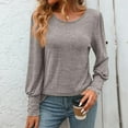 thumbnail image 2 of XuJwPNcy Women's Long Sleeve Shirts Casual Crew Neck Puff Sleeve Loose Flowy Blouse Shirts Tunic Fall Tops, 2 of 6