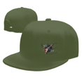 thumbnail image 4 of DouZhe Flat Brim Cap Snapback Hat, Guitar Rock Music Prints Adjustable Green Adult Baseball Cap, 4 of 6