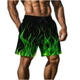 thumbnail image 6 of Ecqkame Men's Swim Shorts Casual Loose Flame Printing Loose Sports Shorts Fashion Elastic Waist Drawstring Beach Shorts Green XXXL, 6 of 9