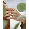 thumbnail image 5 of Anillo abierto de tulipán con concha de fritillaria ovalada geométrica en plata esterlina para mujer, 5 of 5