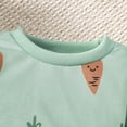 thumbnail image 4 of Bysome Boy Girl Easter Outfit Carrot Print Crew Neck Long Sleeve Tops With Pants Easter Party Fashion Kids Clothes Set Green Size 6-12 Months, 4 of 6