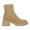 Khaki, variant on Dellytop Womens Lug Sole Platform Elastic Slip On Casual Chunky Block Heel Ankle Boots