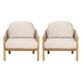thumbnail image 2 of Olurrisa Outdoor Acacia Wood Club Chair Set of 2, Beige Rope Back & Armrest with Beige Cushion, Teak Finish Patio Chairs, 2 of 8
