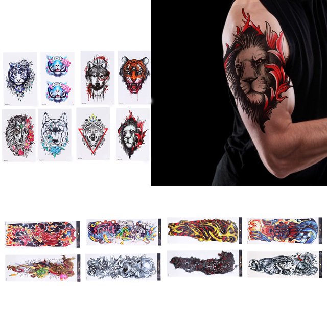 8 Hojas de Pegatinas de Tatuajes Temporales de Manga Completa a Prueba de Agua 8 Hojas de Tatuajes Falsos de Medio Brazo para Mujeres Y Hombres ANGGREK Otros