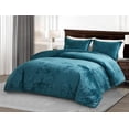 thumbnail image 2 of Chezmoi Collection Lux 3-Piece Teal Velvet Comforter Set Queen Size, All Season Lush Plush Velvet Bedding Set with Soft Washed Microfiber Reverse, 2 of 9