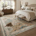thumbnail image 5 of ARICOEASY 8'x10' Washable Area Rugs, Vintage Beige Blue Distressed Non-Slip Soft Low-Pile Carpet for Living Room, Bedroom, Dining Room and Office, 5 of 8
