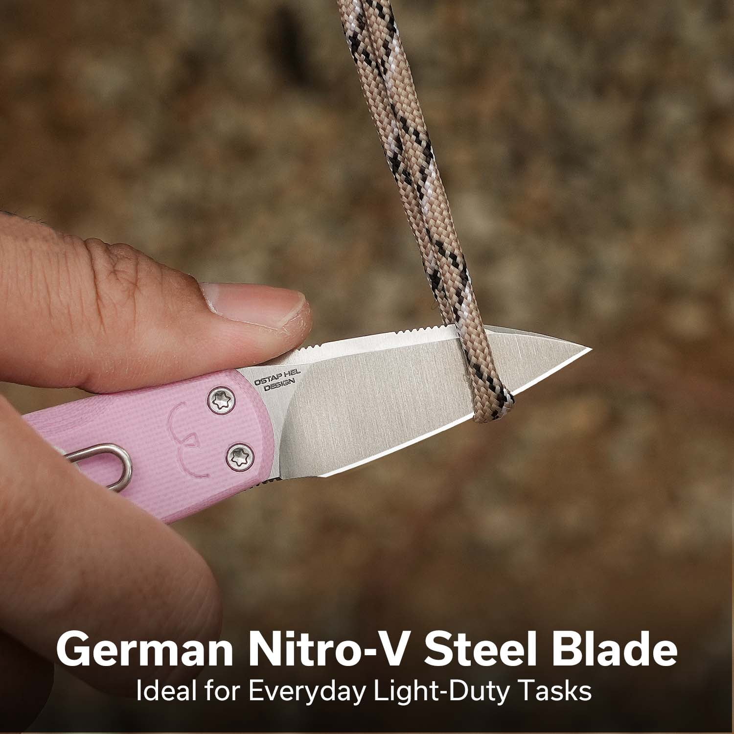 CIVIVI Purr Pocket Knife Folding Knife Slip Joint Knife with 1.83" Satin Finished Nitro-V Blade Powder Pink & White G10 Handle C25054-4, With 1PC Black Lanyard