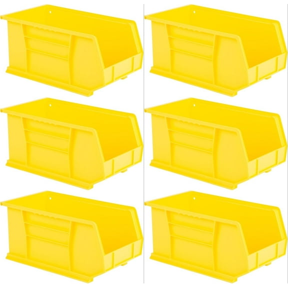 Hudson Exchange 15" x 8" x 7" (6 Pack) Plastic Stackable Storage Bin and Hanging Container, Yellow
