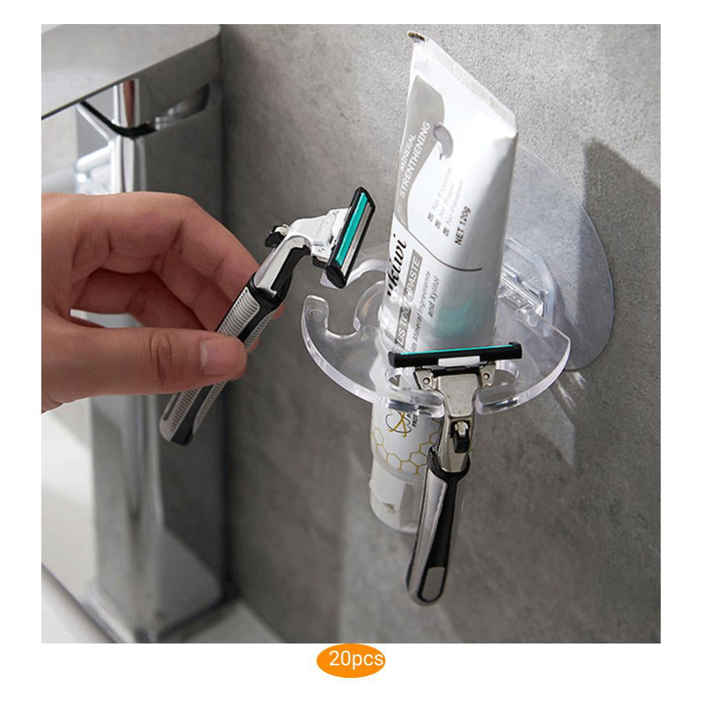 20pcs Shaver Toothbrush Holder Washroom Stainless Wall Cup Hook Razor Bathroom 