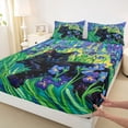 thumbnail image 3 of Homewish Kawaii Black Kitten Bed Sheets for Kids, Cartoon Cat Lover King Sheets, Vintage Oil Printing Sheet Set, Microfiber Bedroom Decor, 4-Piece, 3 of 7