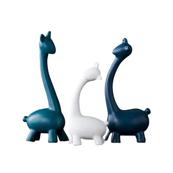 Estatua de animales de dibujos animados, artesanía de cerámica, adorno para interiores, figura, escultura para dormitorio Jirafa tres personas