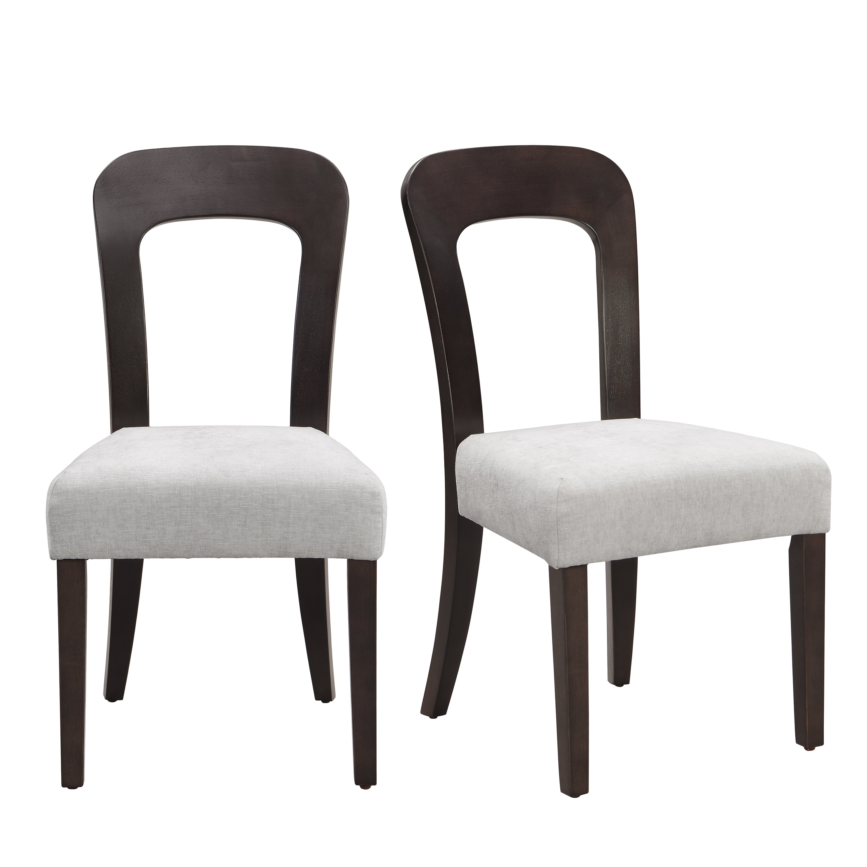 Dining Chairs Set of 2, Kitchen Chairs, Upholstered Side Chairs with Gray Chenille Fabric, Dark Brown Rubber Wood Legs and Scratch-Proof Pads for Dining Room Home Office