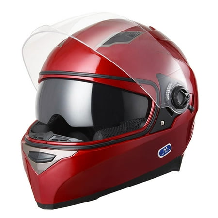 Yescom DOT Motorcycle Helmet Full Face Dual Visors Lightweight ABS Street Bike Motorbike Adult Red