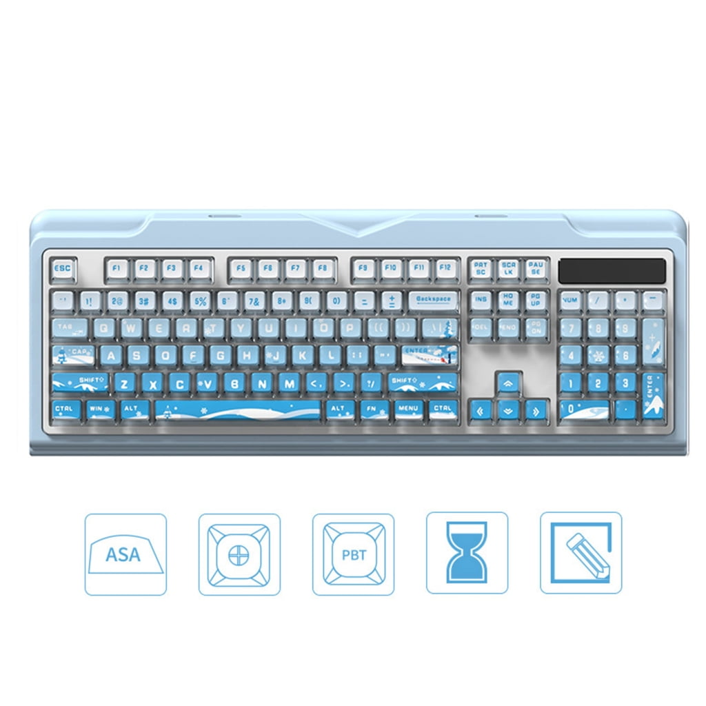 116 Keys PBT Backlit Keycaps Set for Mechanical Keyboards with Snow Pattern Translucently 5-side Heat Sublimated