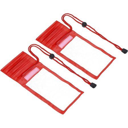 Waterproof Phone Pouch, 2 Pack Universal Lanyard Cellphone Dry Bag Clear Protection Cover Bag for Beach Swimming Pool, Red