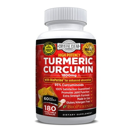 Turmeric Curcumin with Bioperine - Highest Potency, Best for Joint Pain Relief, Heart Health and Anti-Aging, Natural Antioxidant, Gluten Free, Non-GMO, Black Pepper Extract - 180