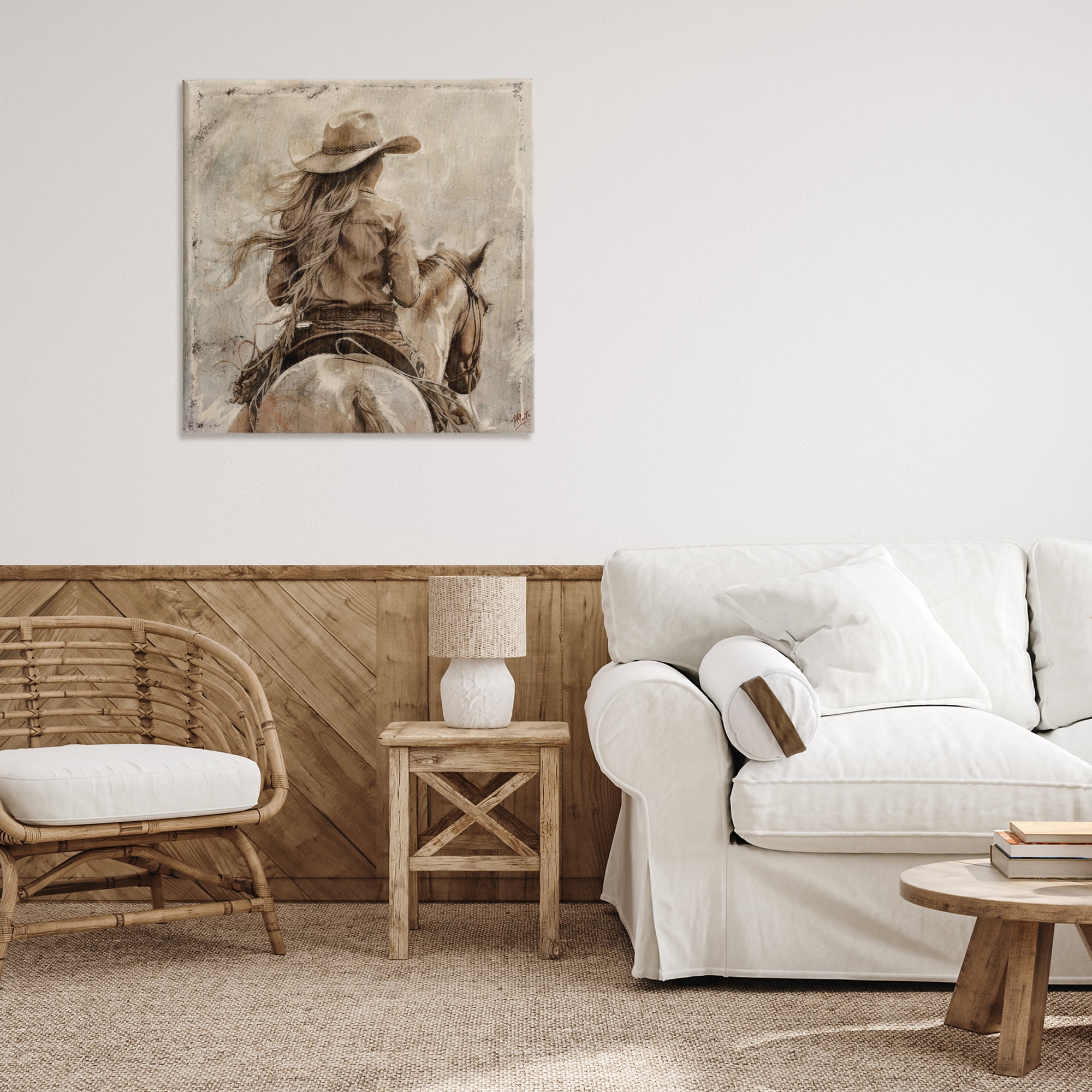 Stupell Industries Windblown Cowgirl on Horseback Canvas Wall Art, design by Marta Wiley