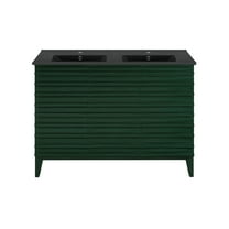 Cascade 48" Freestanding Bathroom Vanity in Green Oak with Black Double Basin Sink Top