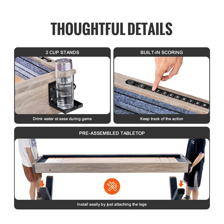 KFFKFF Shuffleboard and Bowling Table, 9 ft with LED