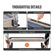 KFFKFF Shuffleboard and Bowling Table, 9 ft with LED Illumination for Home Entertainment, Dual-Use Game Set, Durable Surface, Sturdy Legs, Includes 8 Pucks, Bowling Pins, Wax, and Brush