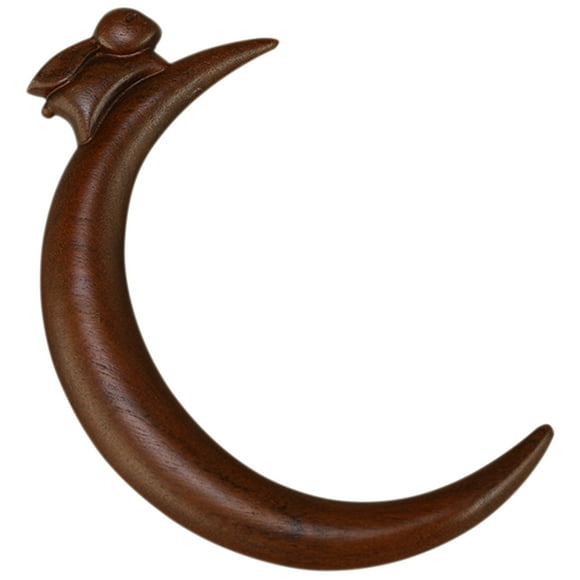 1Set Chinese-Style Hairpin Moon Shaped Wooden Coffee Color For Women Classical Beauty 5.5x3.5in