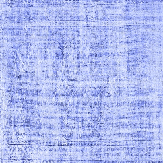 Ahgly Company Indoor Square Abstract Blue Contemporary Area Rugs, 7' Square