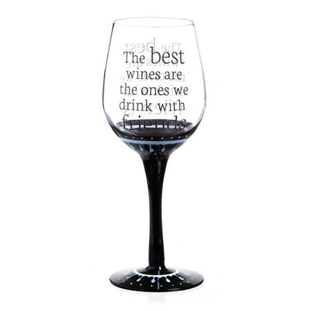 The Best Wines Classic Black Ink Decorated Wine Glass, Add a touch of elegance and whimsy to your next wine-drinking occasion By Cypress (Best Way To Decorate Wine Glasses)