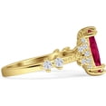 thumbnail image 5 of Marquise Halo Beaded Ring Ruby Cubic Zirconia Yellow Tone 925 Sterling Silver, Size 9, 5 of 7
