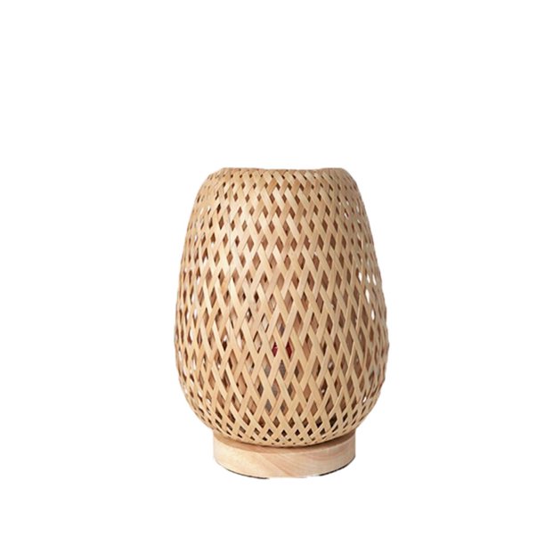 Lámpara de escritorio, mesita de noche, dormitorio, sala de estar, luz de noche tejida de bambú, casa de familia pequeña
