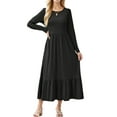 thumbnail image 2 of Mengpipi Women’s Fall Dress Casual Long Sleeve Crew Neck Dress Tiered Maxi Swing Dress with Pockets, 2 of 5
